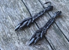 Antique Victorian Black Glass Mourning Jewelry Earrings Dangle Clip On 1920s