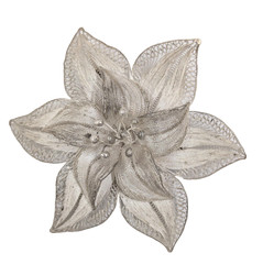 2″ Poinsettia Flower Filigree Brooch Vintage Sterling Silver 800 Scarf Pin