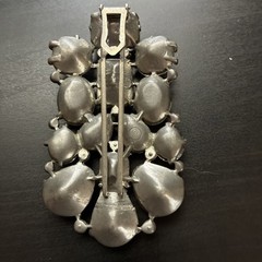 Vintage Eisenberg Original Rhinestone Brooch Signed Clear Stones Silver Tone