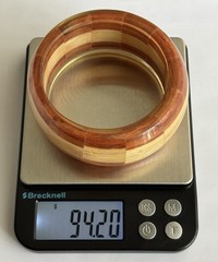 Vintage Wood & Clear Lucite Wide Chunky Bangle Bracelet 8.5in Ladies 94g