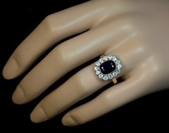 Natural Sapphire 4.10Ct Art Deco Antique Vintage Wedding Ring 14K Yellow Gold FN