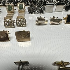 Mixed Lot Men’s Cufflinks Silver & Gold Tone Metal Bullet Back Square Styles