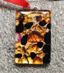 Fantastic! MURANO 1.5″ Black, Orange, Gold Halloween Toned Glass Pendant!