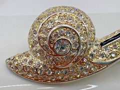 Vintage 1980s Signed ROMAN AUSTRIAN CRYSTALS Silver Tone Snail Brooch Pin