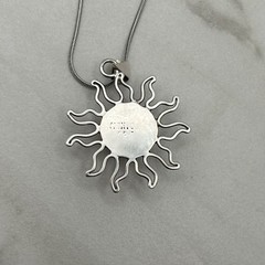Vintage Sterling Silver Mexico Celestial Sun Moon Necklace Pink Glitter Resin