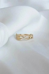 Art Deco Style Lab Created Diamond 14k Yellow Gold FN Pretty Anniversary Ring