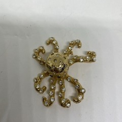 Giant octopus goldtone 3D austrain crystal brooch XL size brooch pin jewelry