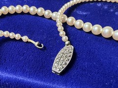 Vintage c.1920’s ‘LAFAYE PEARLS’ Melbourne Australia Pearl Necklace Silver Clasp