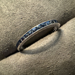 Antique 14K White Gold French Cut Blue Sapphire Eternity Wedding Band