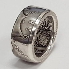 Vintage Locomotive Coin Ring Antique Silver Tone Handmade Classic Jewelry