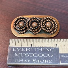 Vtg Blackened Copper Brooch Pin Triple Swirled Rope Modernist MCM DIO HOFFMANDO