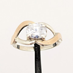 Vintage Luxury RING Silver 925 with Gold Inlay 375 -size: 7.5US (17.5mm)| UA #21
