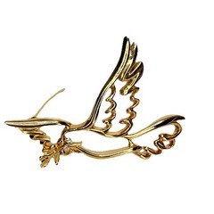 Vintage Vero Peace Dove Gold Toned Brooch 1960s-1980s RARE