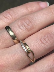 Solid 10k Gold Ring w/ White Topaz stamped antique vintage size 7