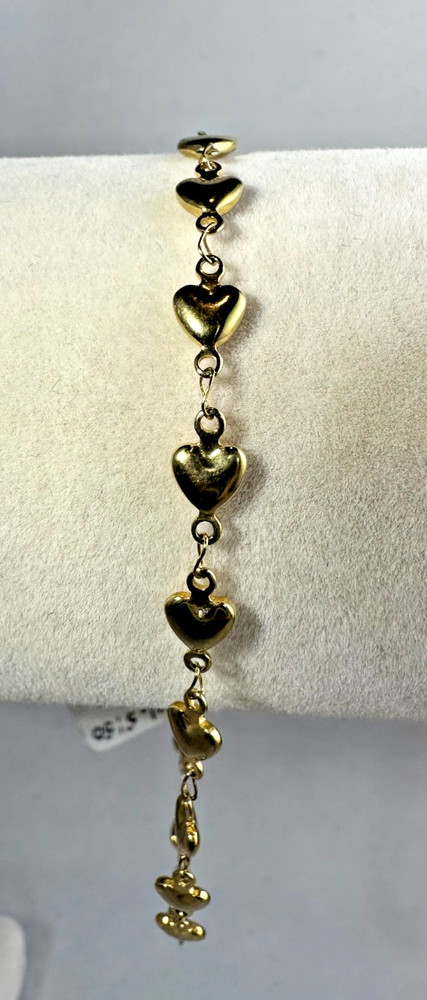 Milor Stainless Steel gold tone charm link hearts charm bracelet 8.5″ 5.50g