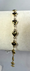 Milor Stainless Steel gold tone charm link hearts charm bracelet 8.5″ 5.50g