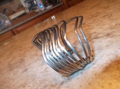 Vintage Sterling Silver Contemporary Modernist Stacked Strands Cuff Bracelet 57g