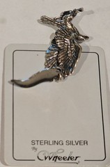 WHEELER VINTAGE 1980 STERLING SILVER 3D MT. RANIER EAGLE CHARM ON CARD