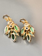 Vintage Verified JULIANA BOOK SET Green Art Glass Necklace Bracelet Brooch Ear
