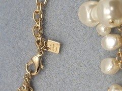 White And Gold Pearl Imitation Choker Necklace 17in.