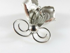 Bond Boyd Brushed & Polished Sterling Silver Orchid Brooch 2 1/8″ x 1 1/2″