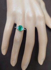 Vintage 14k White Gold Engagement Ring 1.24ct. Natural Green Emerald