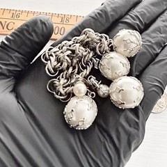 Vintage Celebrity Bracelet Earring Set Faux Pearls Wedding Baubles Dangling
