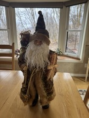 Old World Vintage Santa-Tapestry Gold Faux Fur-Stand Alone-18” Tall-Regal