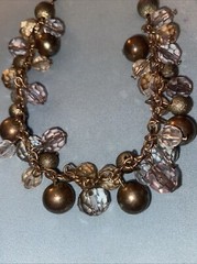 Vintage 16” To 18” Necklace Gold Tone Chain With Clear & Gold Beads