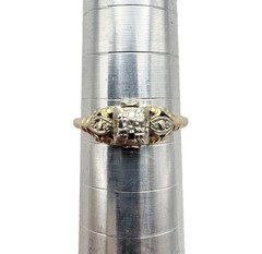 Antique Art Deco 14K Gold First Lady Two-Tone Old Cut Diamond Ring Sz 5.25