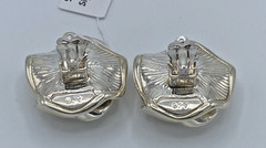 VTG 925 Sterling Silver Rose Statement Clip On Earrings 1.25″ Diameter NOS 23.2g