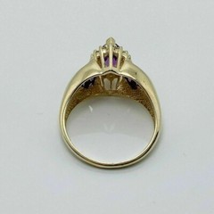 Art Deco Marquise Cut Amethyst & Lab Created Diamond Engagement 925 Silver Ring