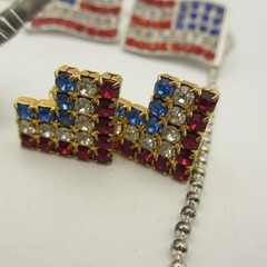 Vintage Patriotic Jewelry Lot Brooch Pin Earrings Ring Necklace Flag Heart