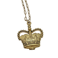 Vintage Maximal Art John Wind Crown Locket Necklace Gold Tone Signed 16″-18″