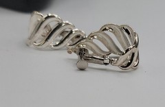 Vintage Napier Silver Tone Screw Back Clip On Earrings Twisted Silver Tone Huggi