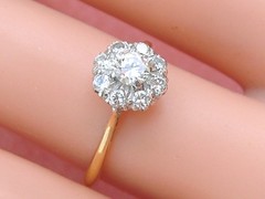 ANTIQUE VICTORIAN .49ctw TRANSITIONAL DIAMOND 18K PETITE CLUSTER RING c1900