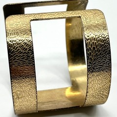 Vintage Gold Tone Cutout Open Cuff Statement Gladiator Wide Punk Bracelet Slide