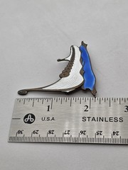 Albert Scharning Norway Sterling Guilloche Enamel Viking Ship Brooch