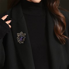 Exaggerated Full Crystal Luxury Flower Brooch Women Men Vintage Exquisite Pin