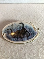 P. Buckley Moss 1992 Geese Pin Brooch #6213 Membership Anna Perenna Porcelain