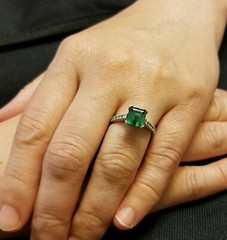 Vintage Platinum Engagement Ring 1.96CT. Gem Natural Green Tourmaline