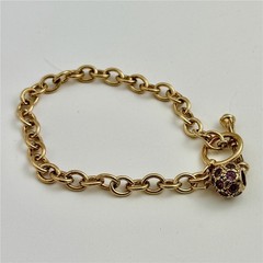 Ross Simons 14K Gold Overlay Sterling Silver Amethyst Chain Bracelet 7.5″ Long