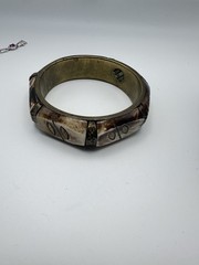Vintage Brass Bone Bangle Bracelet Made In India Nomadic Boho Viking Diameter 3”