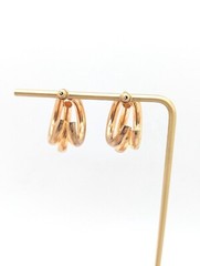 Vintage Gold Tone Lightweight Triple Hoop Earrings Drop Dangle Goldtone Simple
