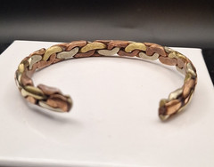 Sergio Lub Viking Braid Mixed Metal Cuff Bracelet Copper Brass Silver Tone