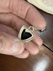 Sterling Silver Arya Black Onyx Quartz Collar Necklace black white silver