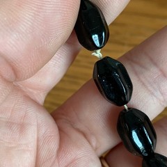 Vintage Black Glass Bead Choker Necklace Silver Tone Filigree Box Clasp 15.5 In