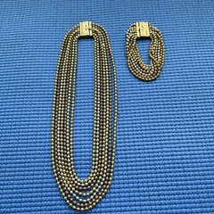Vintage 1930s Art Deco multi-strand ball chain necklace and bracelet set.