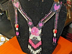 Bib Necklace Seed Bead Southwest Native Tribal Ethnic Statement Jewelry 25″ Long