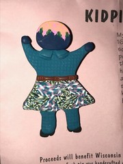 Estate Turquoise w Tie Dye Skirt Polymer Clay KIDPINS Girl Child Charity Pin Bro